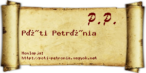 Póti Petrónia névjegykártya